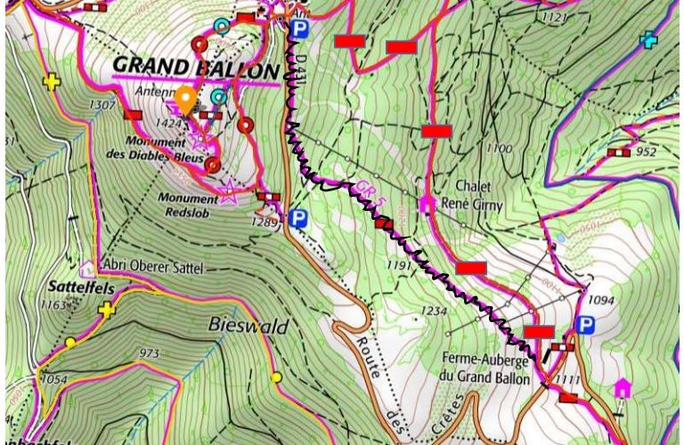 déviation Rectangle rouge Grand Ballon